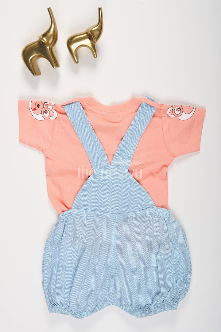 Light Blue Baby Suspender Set with Bow Tie and Striped Shorts for Boys