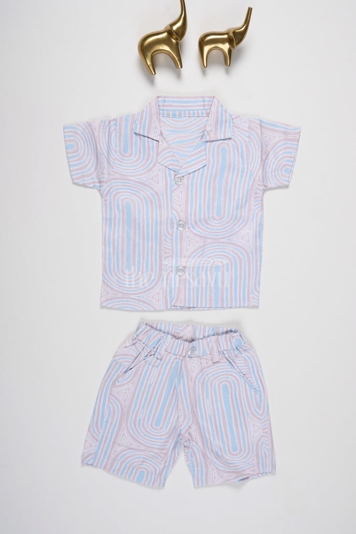 Boys Knitted Co-Ord Set with Unique Swirl Pattern for a Retro Summer Look