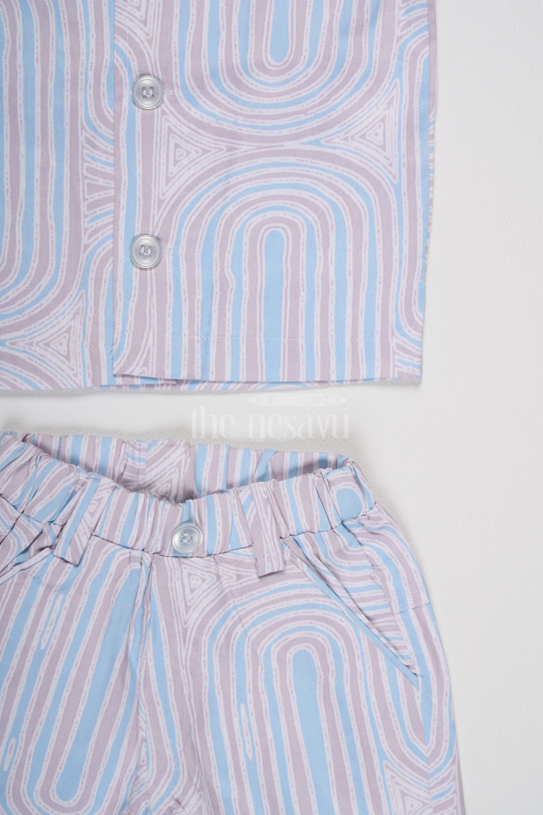 Boys Knitted Co-Ord Set with Unique Swirl Pattern for a Retro Summer Look