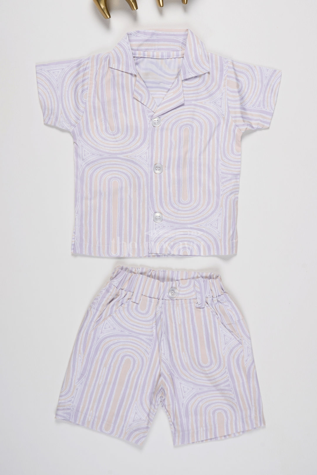 Boys Knitted Co-Ord Set with Unique Swirl Pattern for a Retro Summer Look