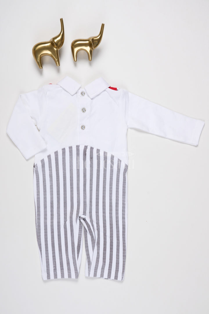 Baby Romper with Nautical Theme, Striped Pants, and Red Scarf Detail for Infants