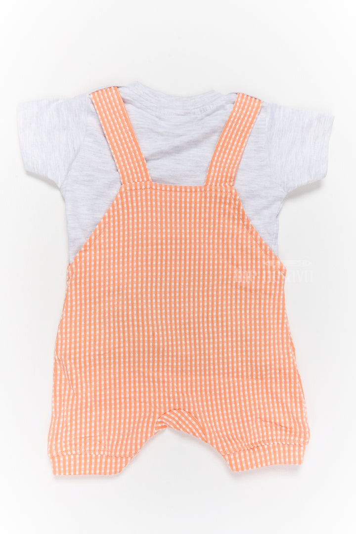 Newborn Wear Orange Striped Cotton Romper with Car Applique and White T-Shirt