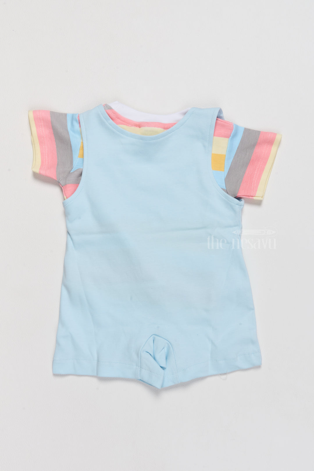 Infant Holiday Dresses Cotton Blue Car Print Romper with Striped T-Shirt