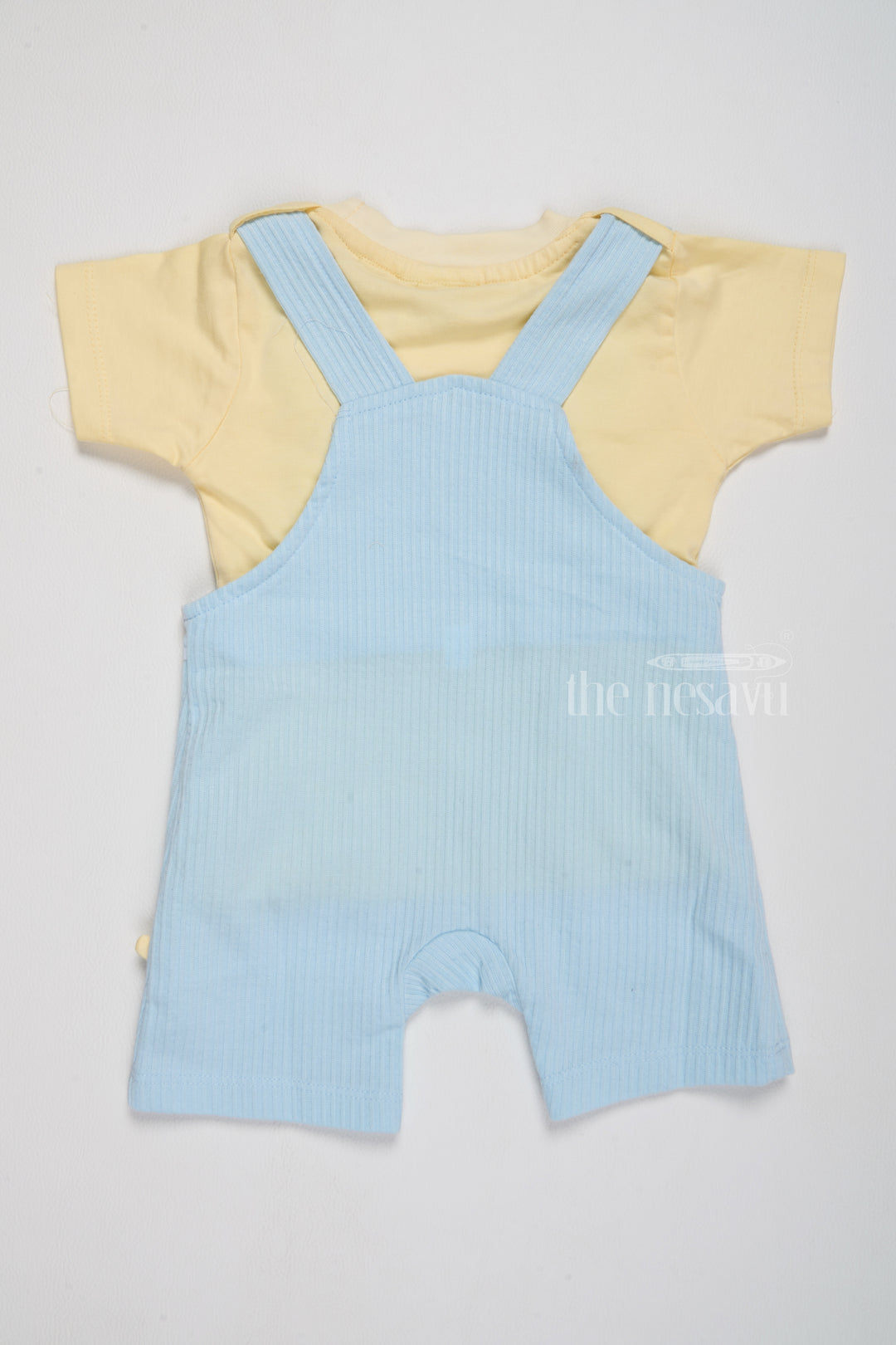 Newborn Western Wear Blue Gingham Dungaree with Yellow T-Shirt