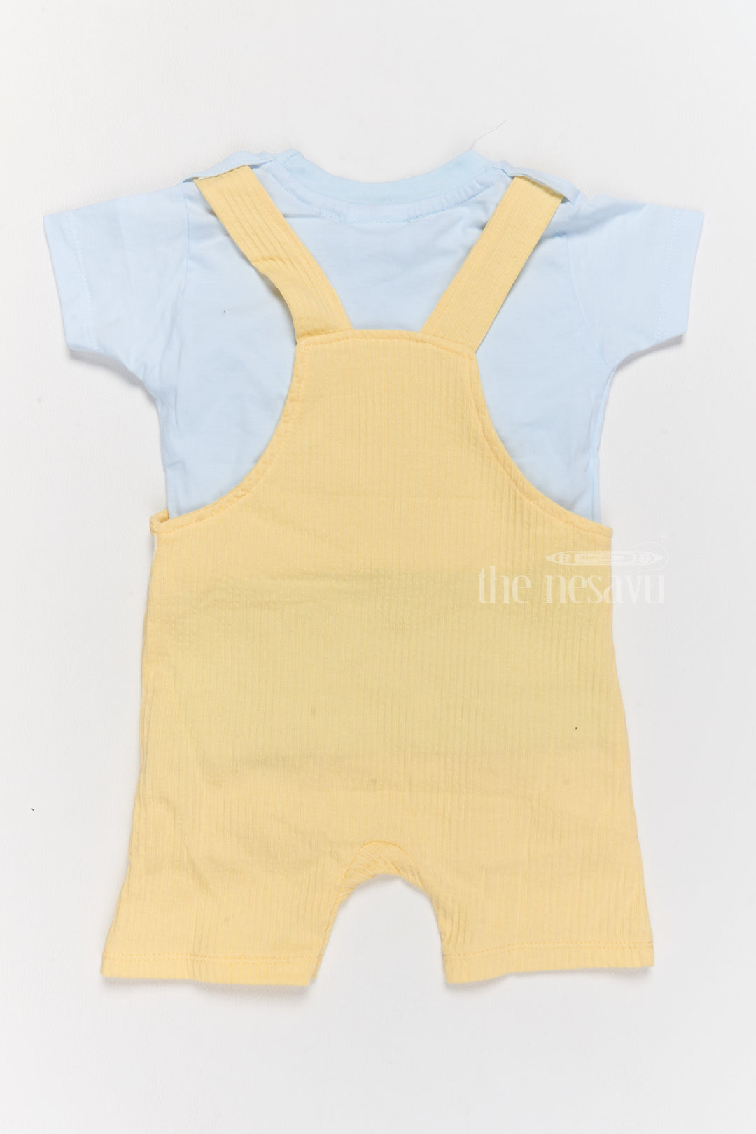 Cute Newborn Winter Outfits Yellow Gingham Dungaree with Blue T-Shirt