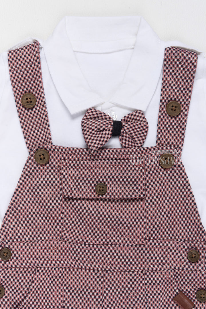 Newborn Daily Wear Set with Checkered Overalls and Bowtie for Everyday Comfort