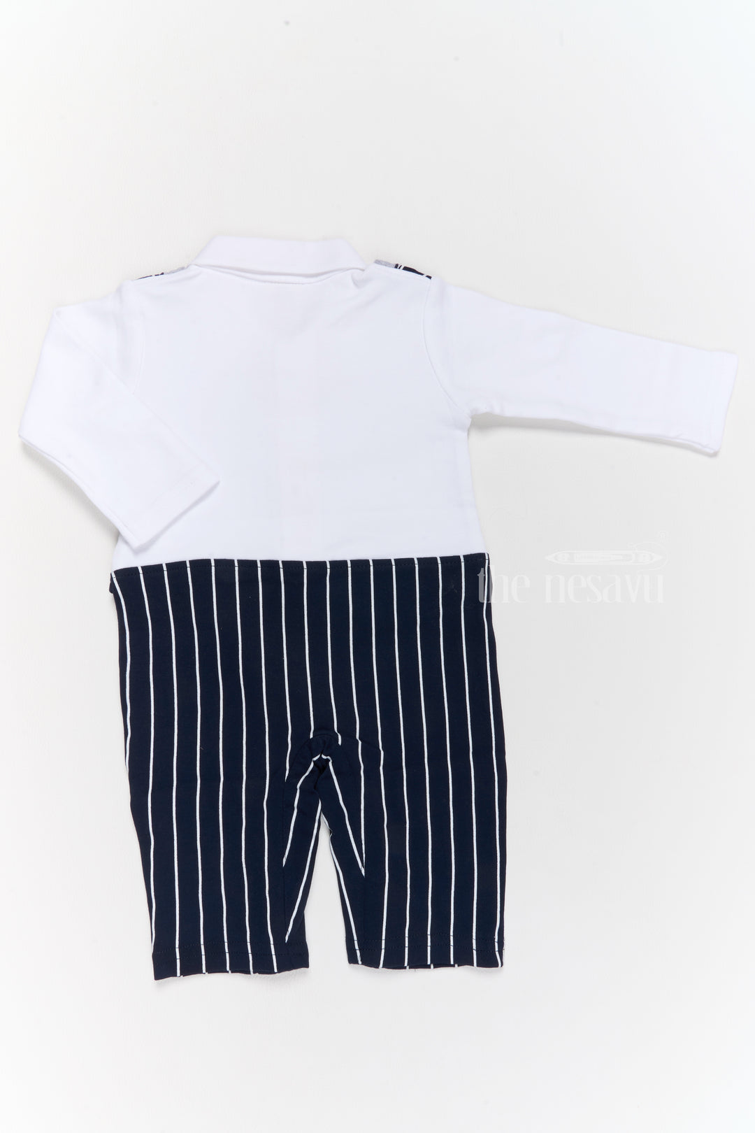 Boys Dungaree Styling Set with White Shirt and Black Striped Overalls for Trendy Wear