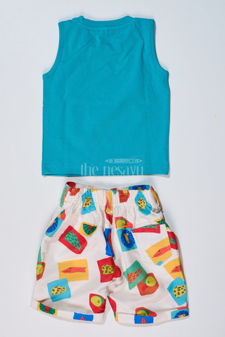 Boys Trendy Casual Shirts with Colorful Printed Shorts and Graphic Tank Top