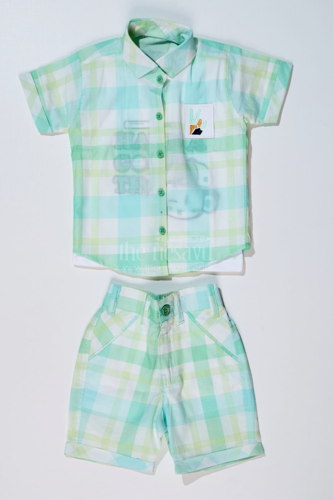 Boys Smart Casual Shirts with Checked Shorts and Graphic T-Shirt for Everyday Wear