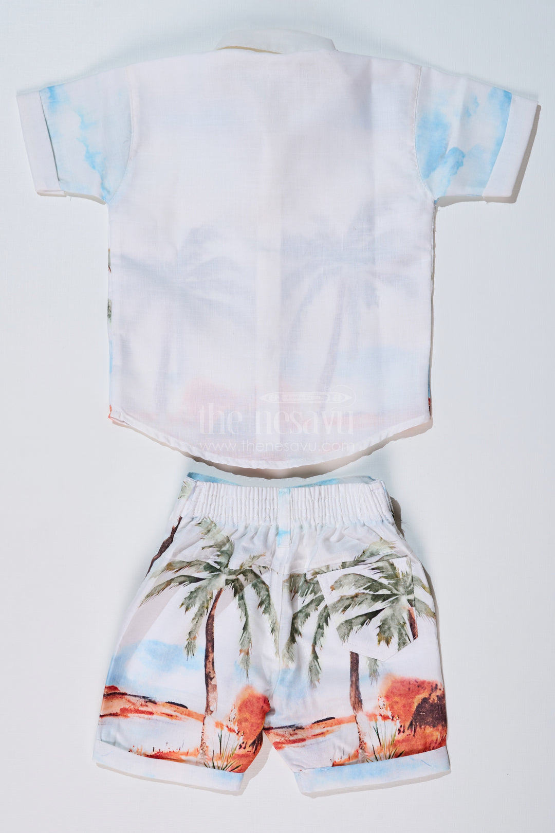 Boys Stylish Casual Shirts with Palm Tree Print and Matching Beach Shorts