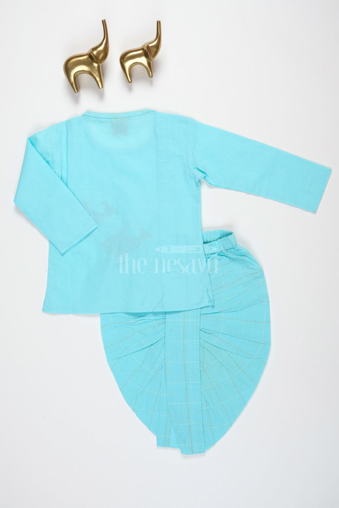 Boys Teal Dhoti Set with Embroidered Kurta for Cultural Gatherings and Special Events