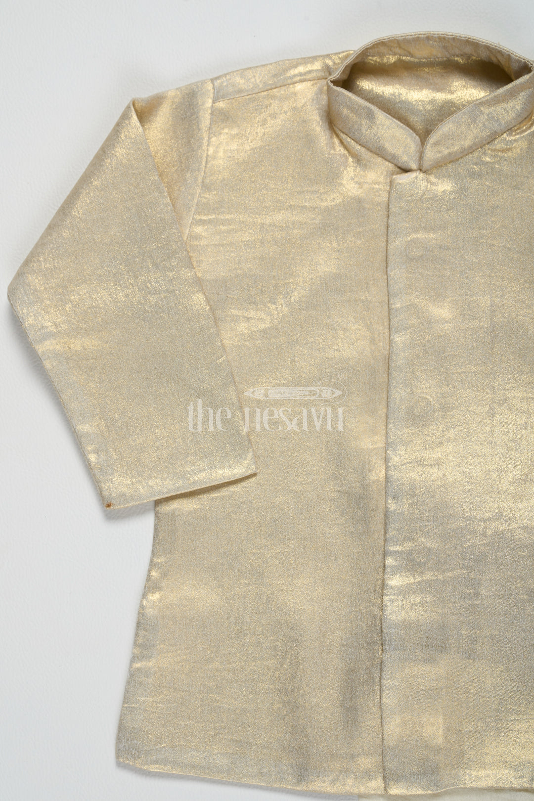 Boys Gold Shimmer Tissue Inspired Dothi Set with Long Sleeve Shirt