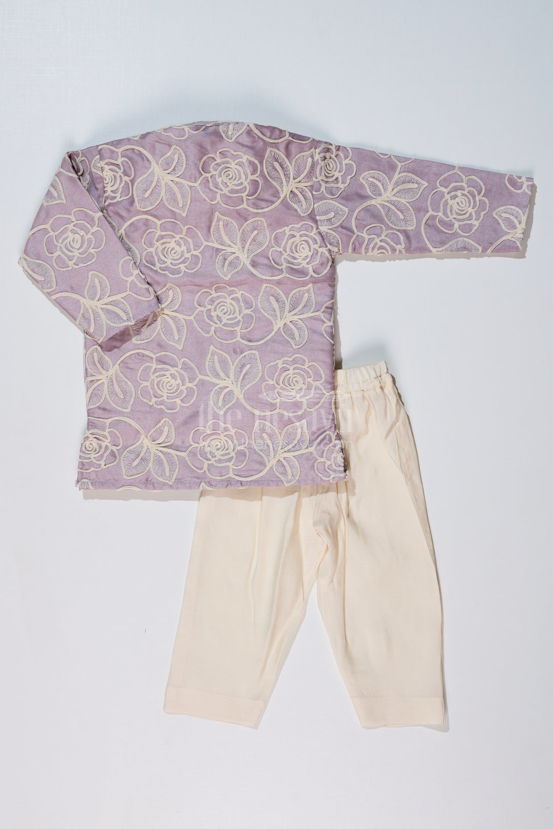 Boys Purple Kurtha in Silk Blend with Designer Embroidery and Elegant Traditional Look