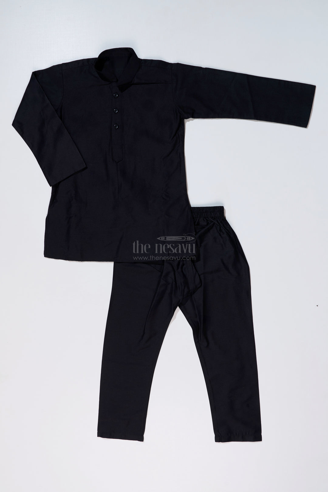 Stylish Black Jacket on Kurta Set for Boys with Floral Embroidered Silk Vest