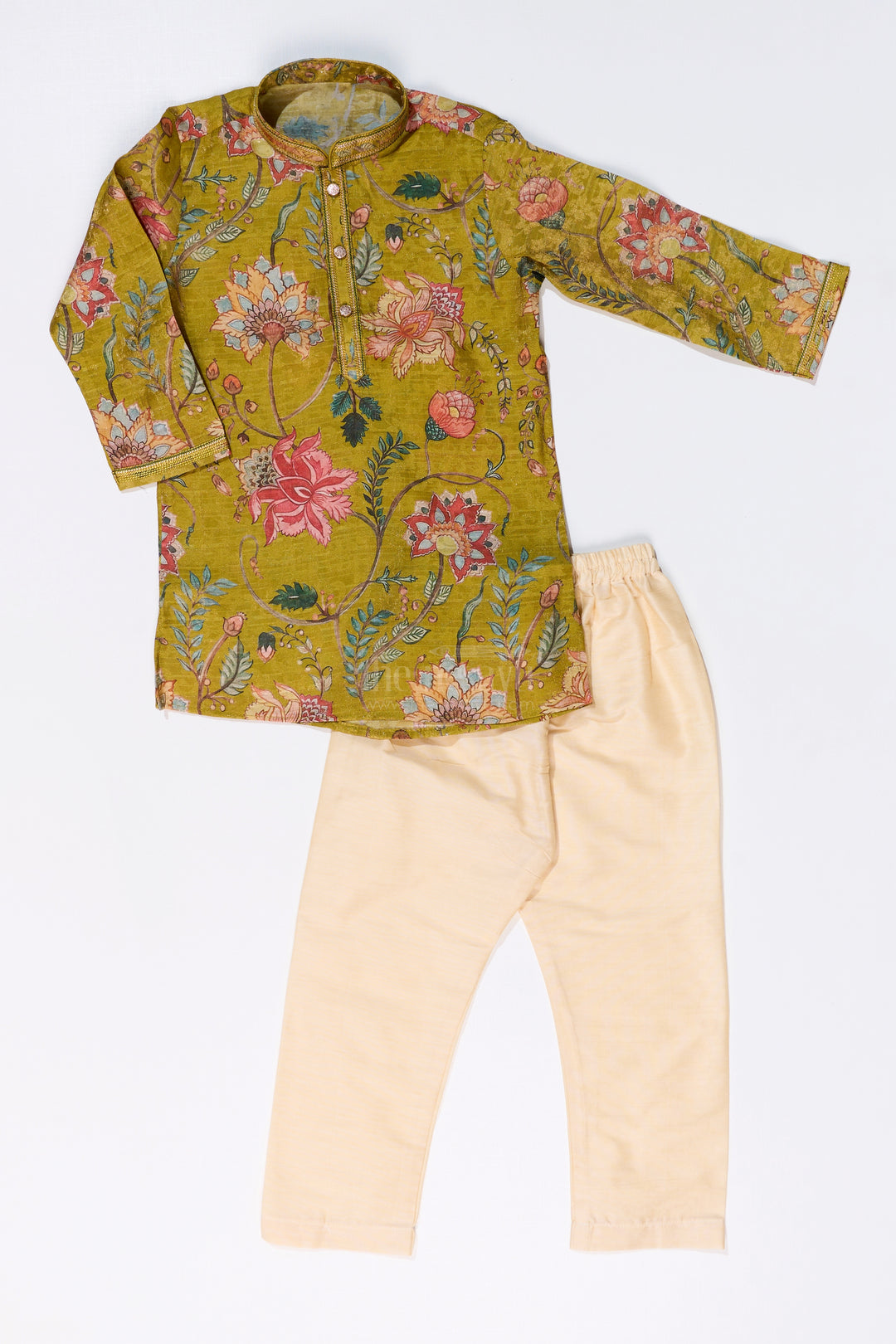 Elegant Boys Green Printed Kurta Set in Designer Shimmer Fabric for Festive Wear