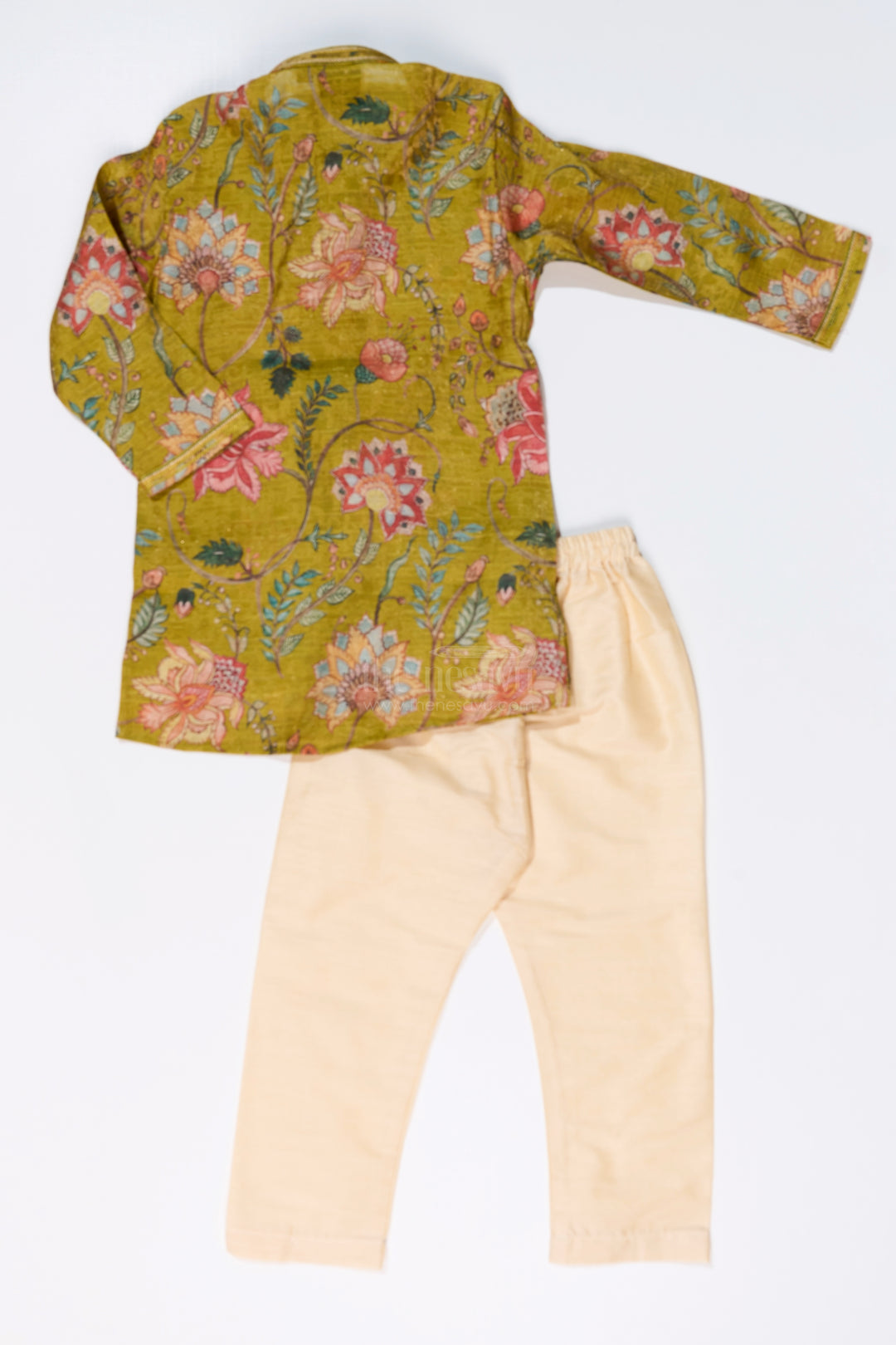 Elegant Boys Green Printed Kurta Set in Designer Shimmer Fabric for Festive Wear