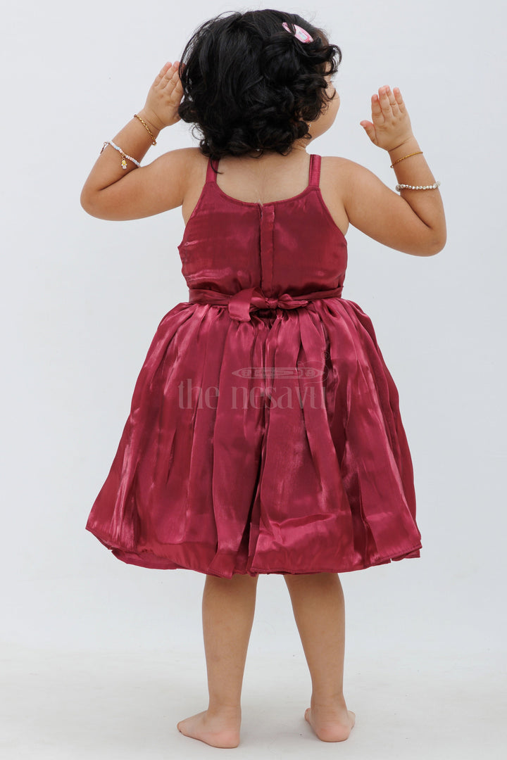 Magenta Glaze Organza Frock with Floral Embellishment