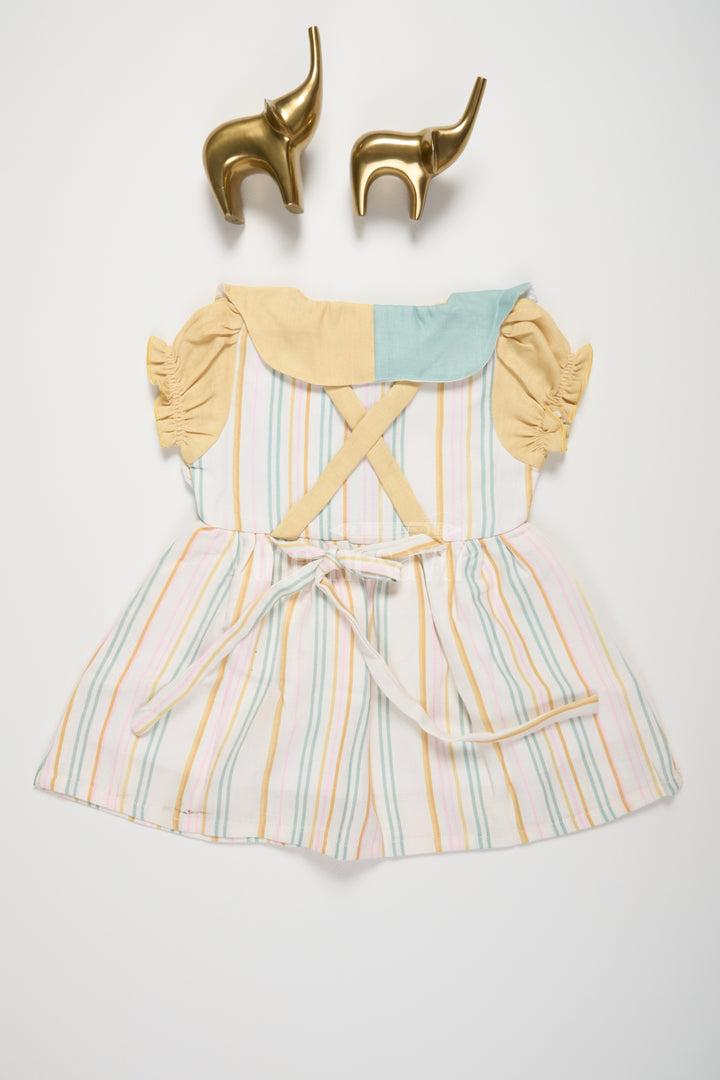 Multicolor Modal Baby Cotton Frock with Stripes and Peter Pan Collar