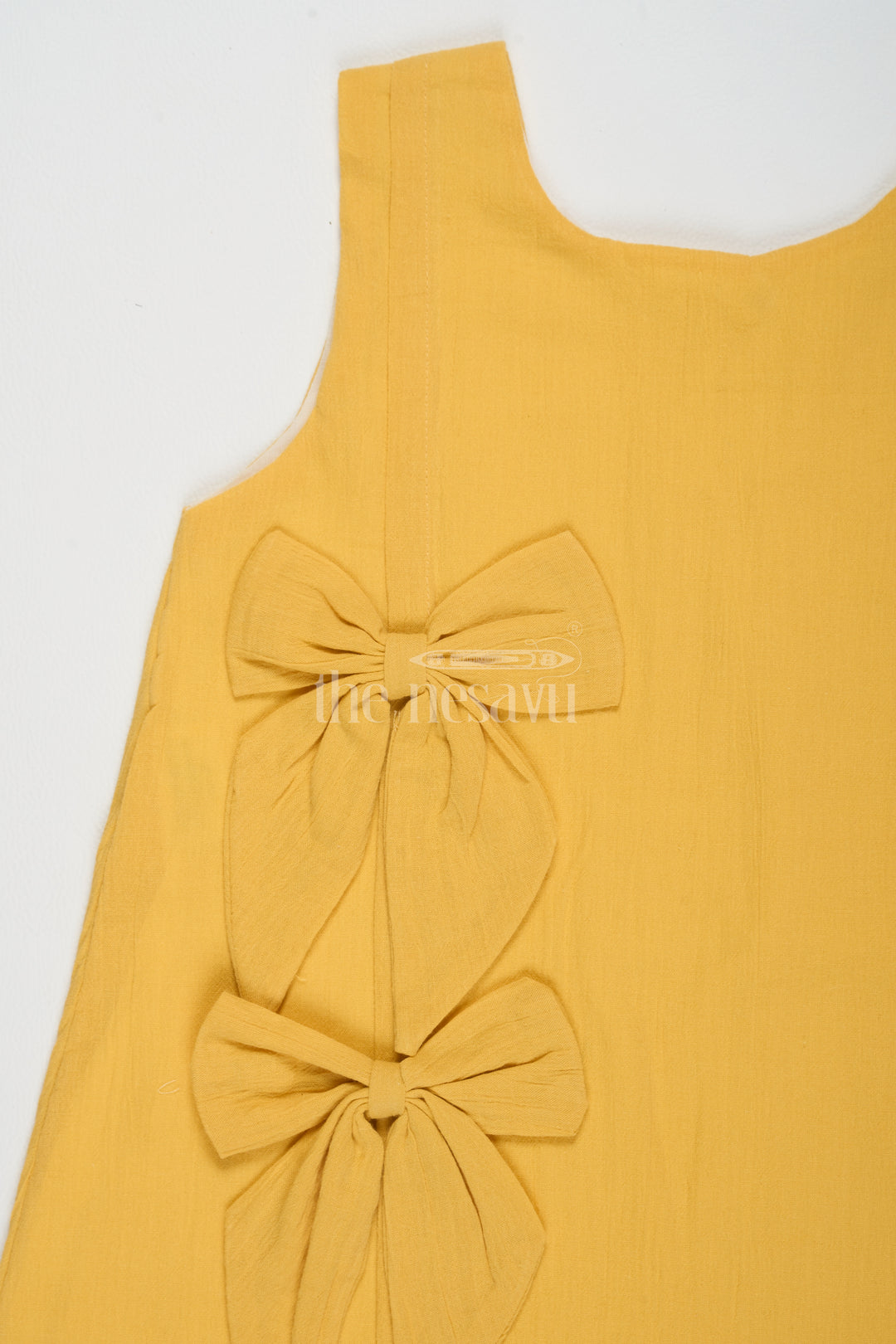 Baby Cotton Frocks with Bow Detail Yellow 1st Birthday Frock