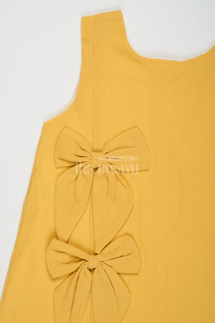 Baby Cotton Frocks with Bow Detail Yellow 1st Birthday Frock