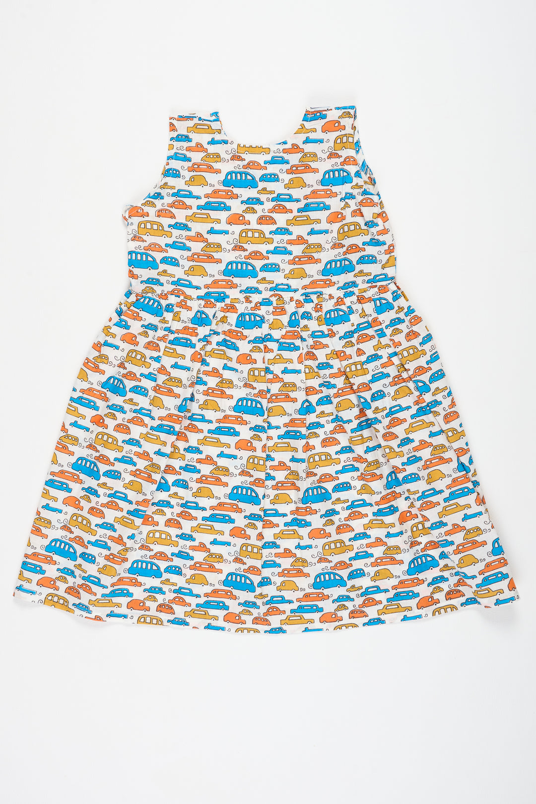 Adorable Casual Cotton Frock for Baby Girls with Fun Car Print Comfortable Everyday Wear