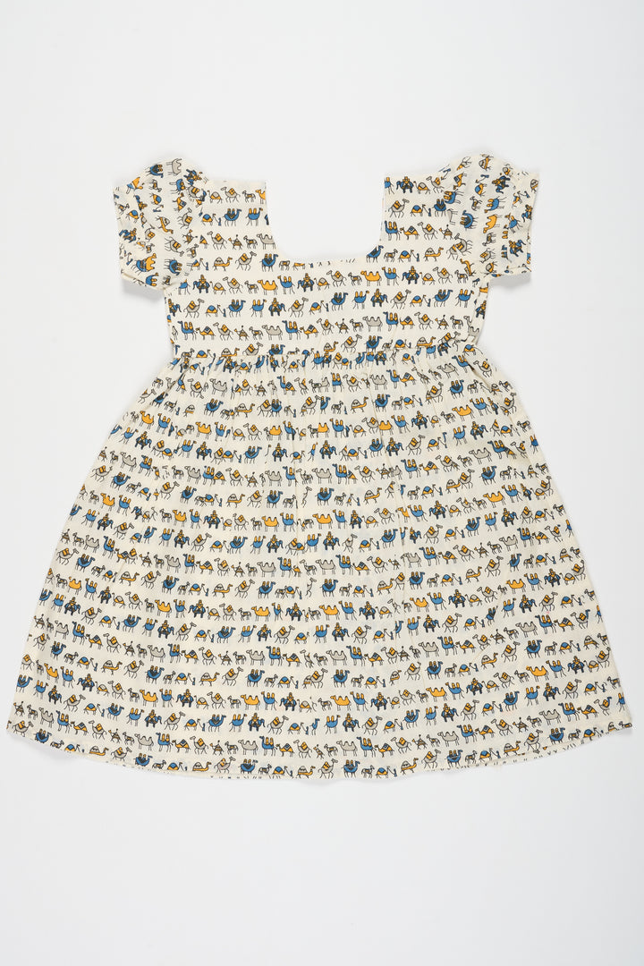 Baby Cotton Frock with Camel Print for Casual Wear Soft and Breathable