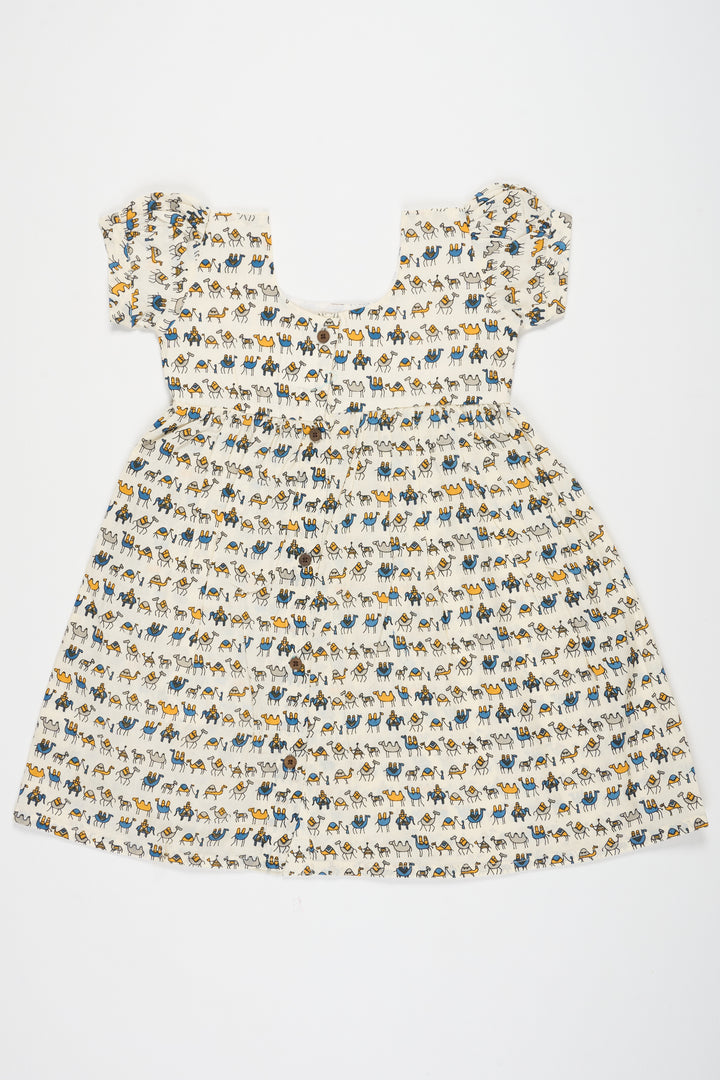 Baby Cotton Frock with Camel Print for Casual Wear Soft and Breathable