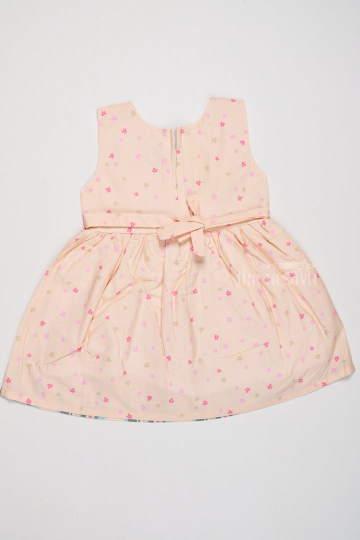 Daily Wear Cotton Dress for Girls with Tulip Prints and Decorative Bow