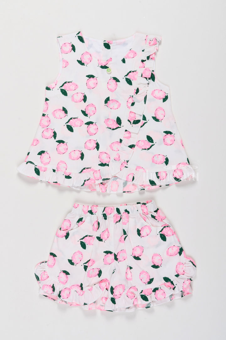 Baby Dress with Adorable Peach Print and Frill Detailing Baby Casual Set