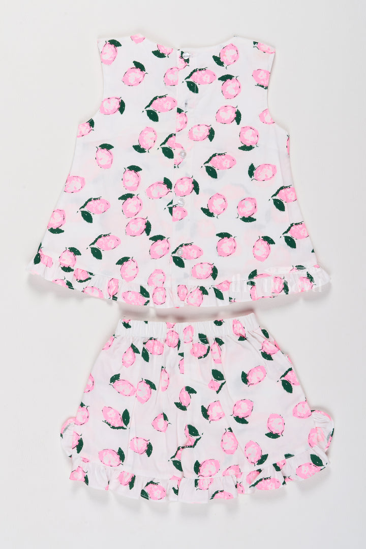 Baby Dress with Adorable Peach Print and Frill Detailing Baby Casual Set