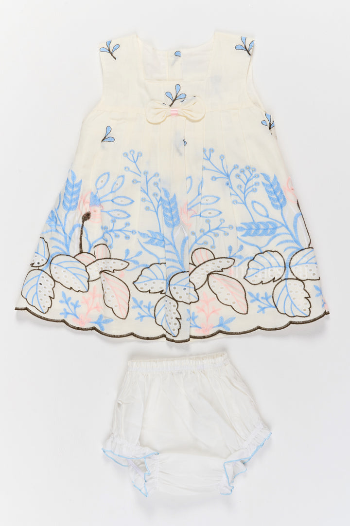 Daily Wear Newborn Baby Girl Clothes with Delicate Blue Floral Embroidery