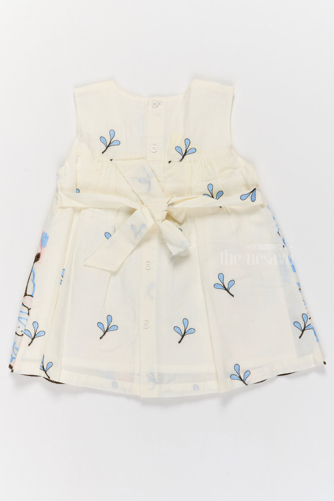 Daily Wear Newborn Baby Girl Clothes with Delicate Blue Floral Embroidery