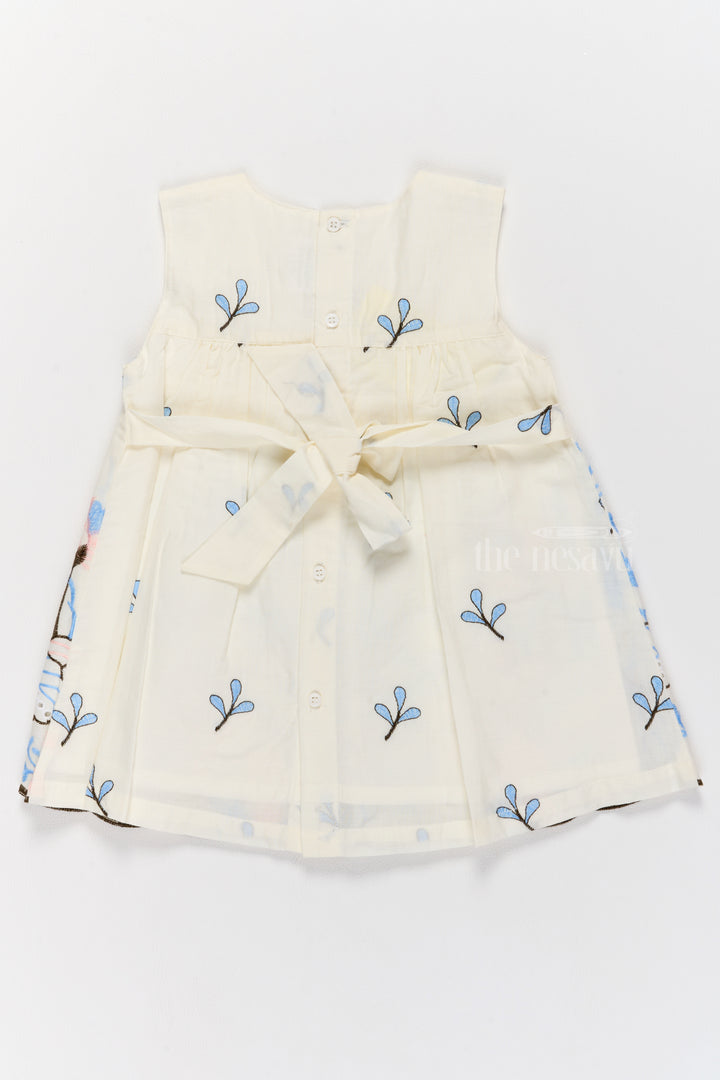 Daily Wear Newborn Baby Girl Clothes with Delicate Blue Floral Embroidery