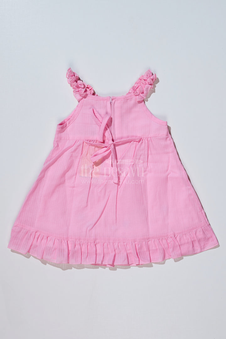 Baby Girls Frock for Birthday in Cotton with Embroidered Floral Details and Ruffled Straps