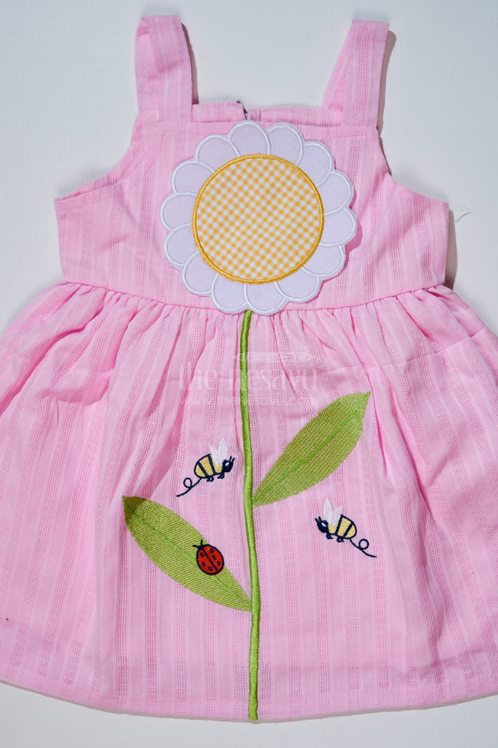 Baby Girls Cotton Dress with Appliqué Embroidery and Floral Garden Design for Summer Wear