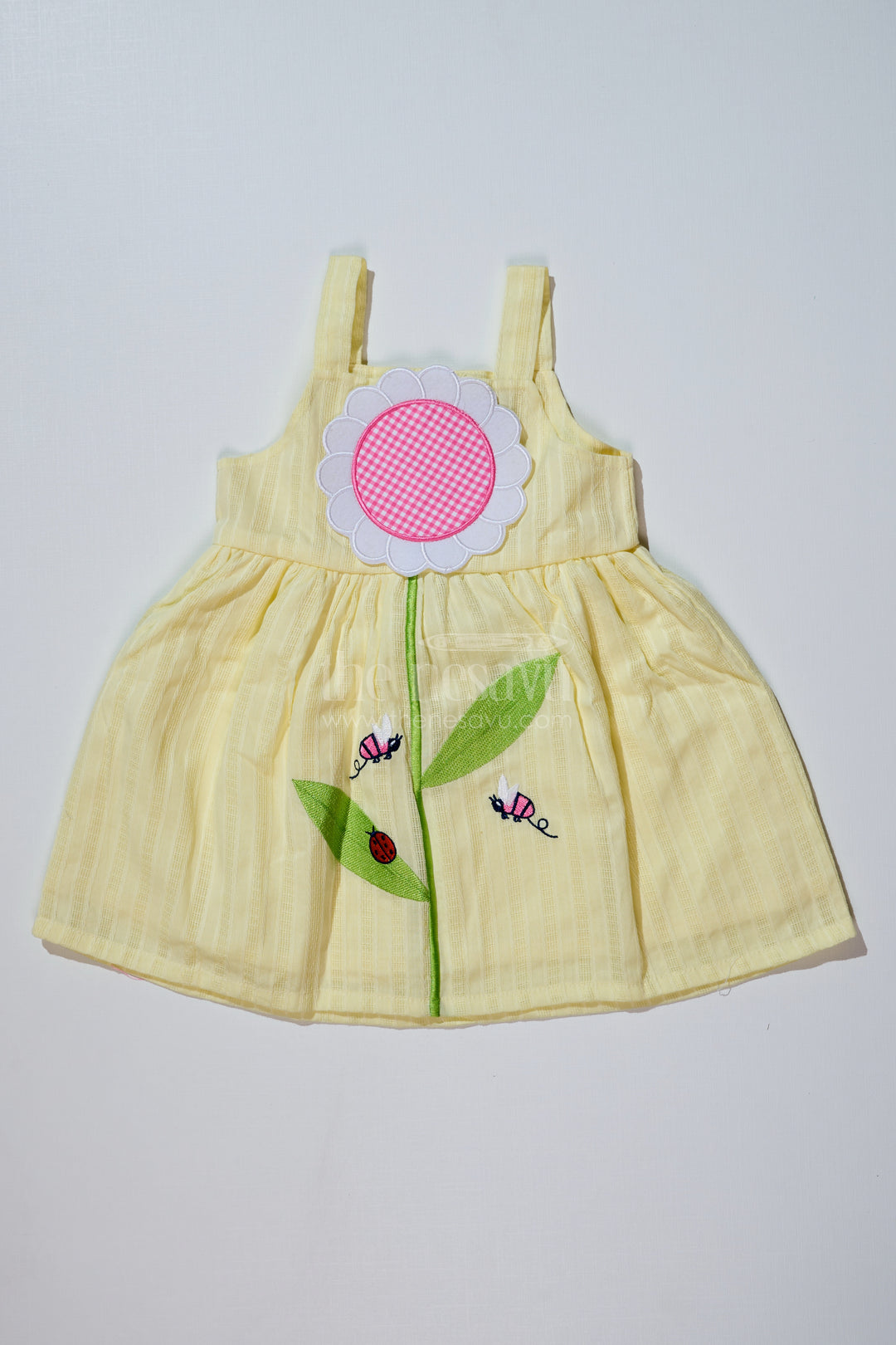 Baby Girls Cotton Dress with Floral Appliqué and Embroidery for Playful Everyday Style