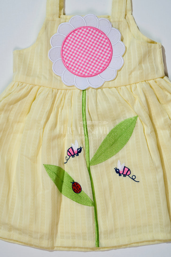 Baby Girls Cotton Dress with Floral Appliqué and Embroidery for Playful Everyday Style