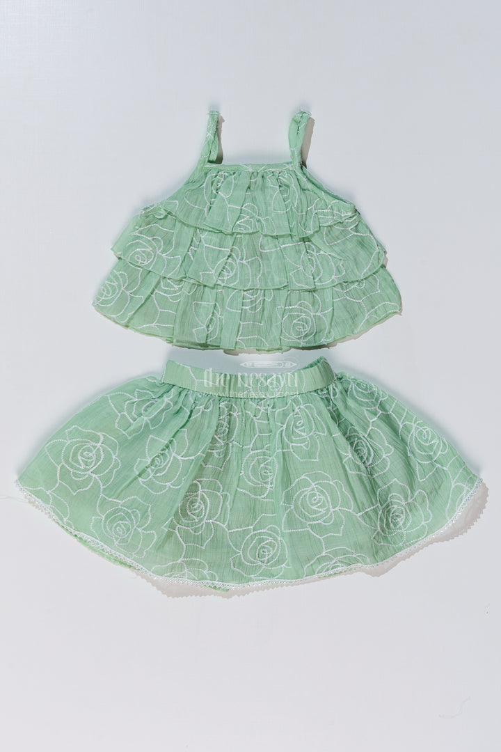 Adorable Casual Birthday Outfits for Girls with Ruffled Layers and Floral Thread Embroidery