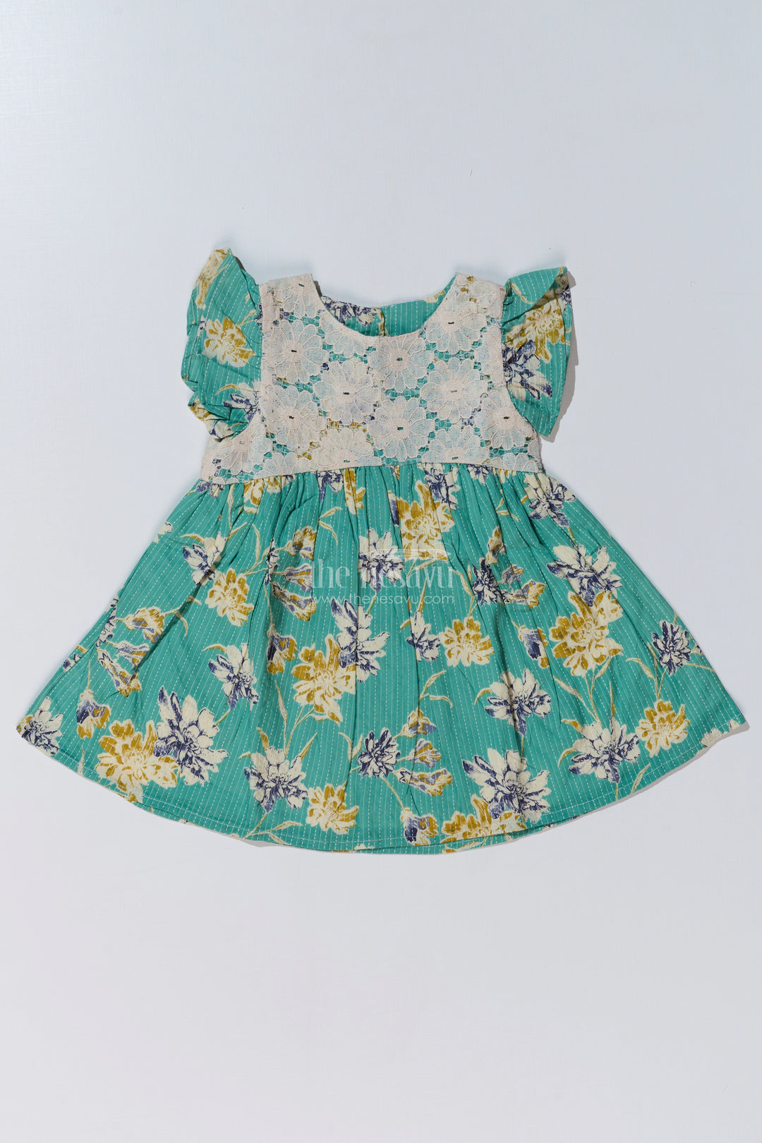 Charming Modern Half Frock for Baby Girls with Lace Bodice and Floral Printed Skirt