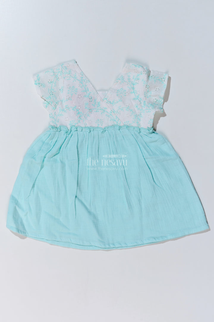 Baby Girls Cut Frock with Embroidered Lace Bodice and Flowy Cotton Skirt for a Graceful Look