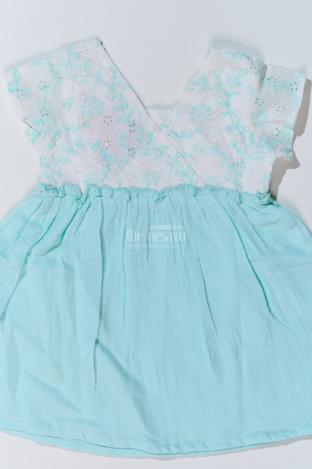 Baby Girls Cut Frock with Embroidered Lace Bodice and Flowy Cotton Skirt for a Graceful Look