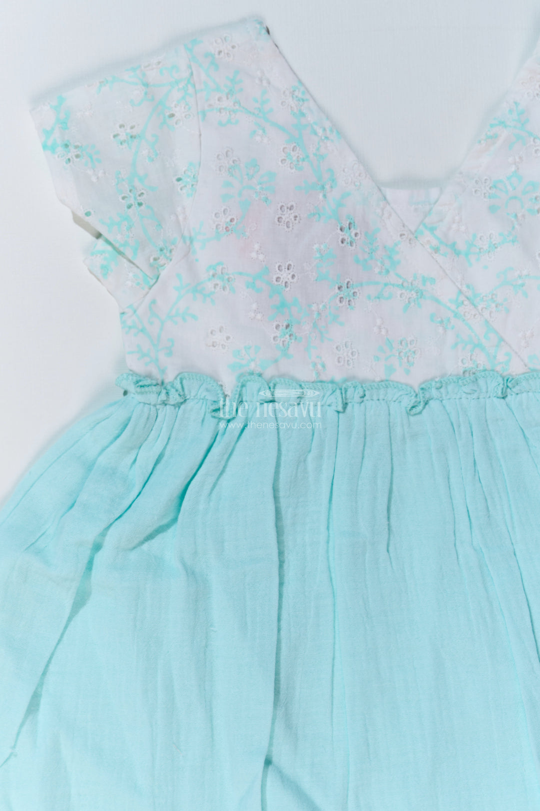 Baby Girls Cut Frock with Embroidered Lace Bodice and Flowy Cotton Skirt for a Graceful Look