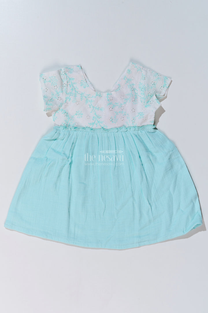 Baby Girls Cut Frock with Embroidered Lace Bodice and Flowy Cotton Skirt for a Graceful Look