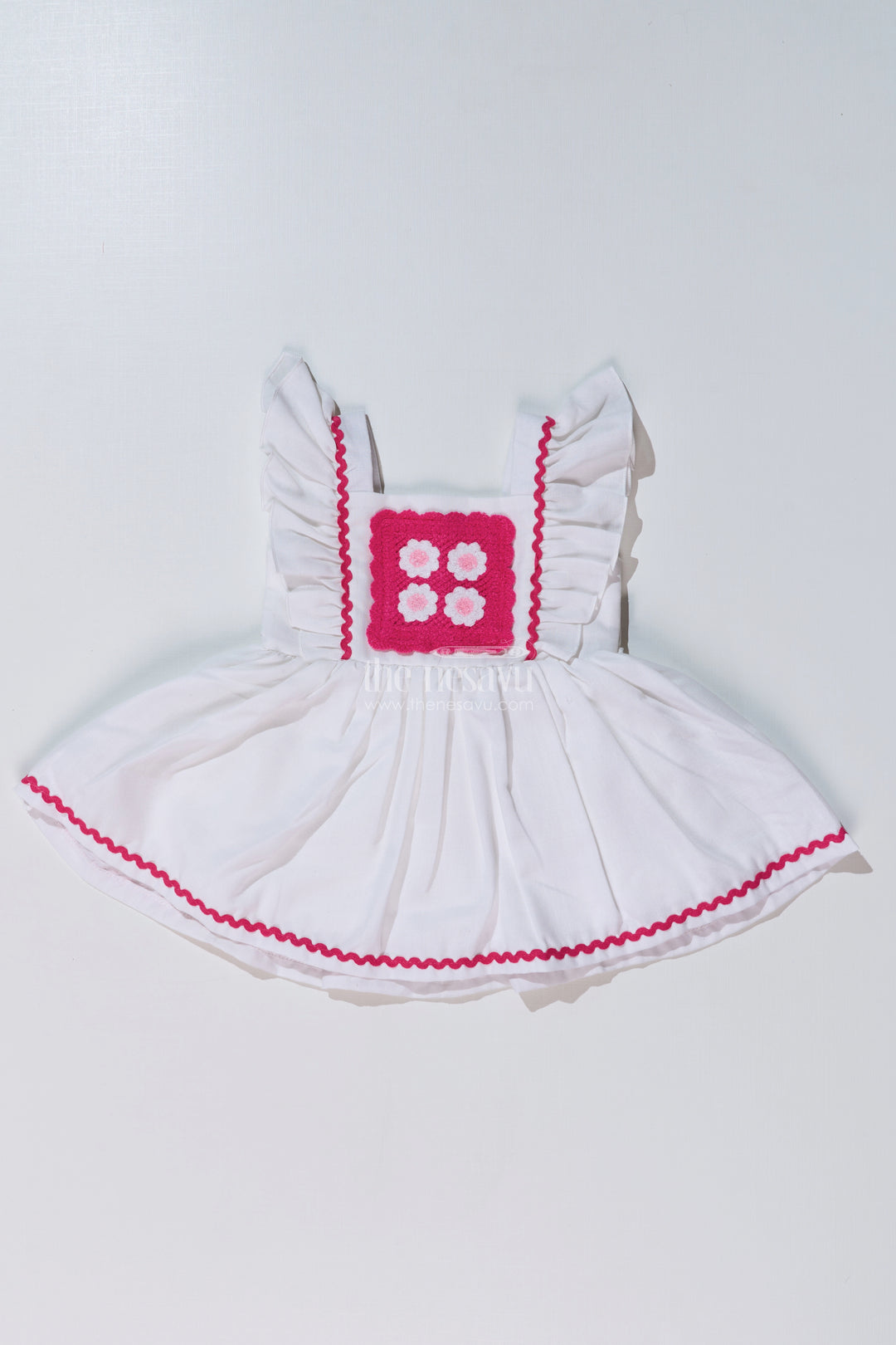 Baby Girls Frock Suit White with Embroidered Bodice and Flowy Rayon Skirt for a Classic Look