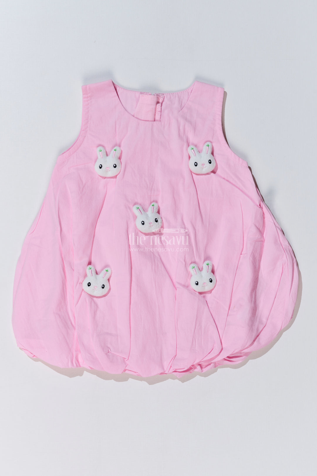 Baby Girls Trendy Summer Frocks with Bunny Appliques and Bubble Hem for a Playful Look