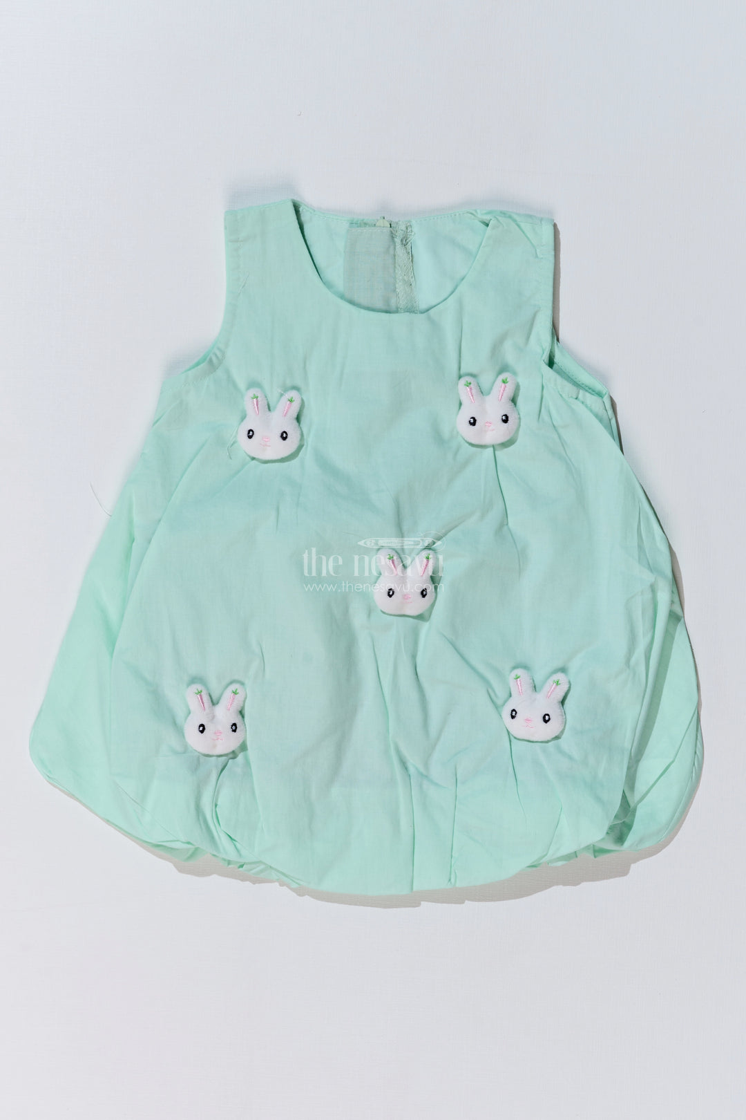 Baby Girls Cotton Collection Frocks with Bunny Appliques and Soft Bubble Hem for Everyday Comfort