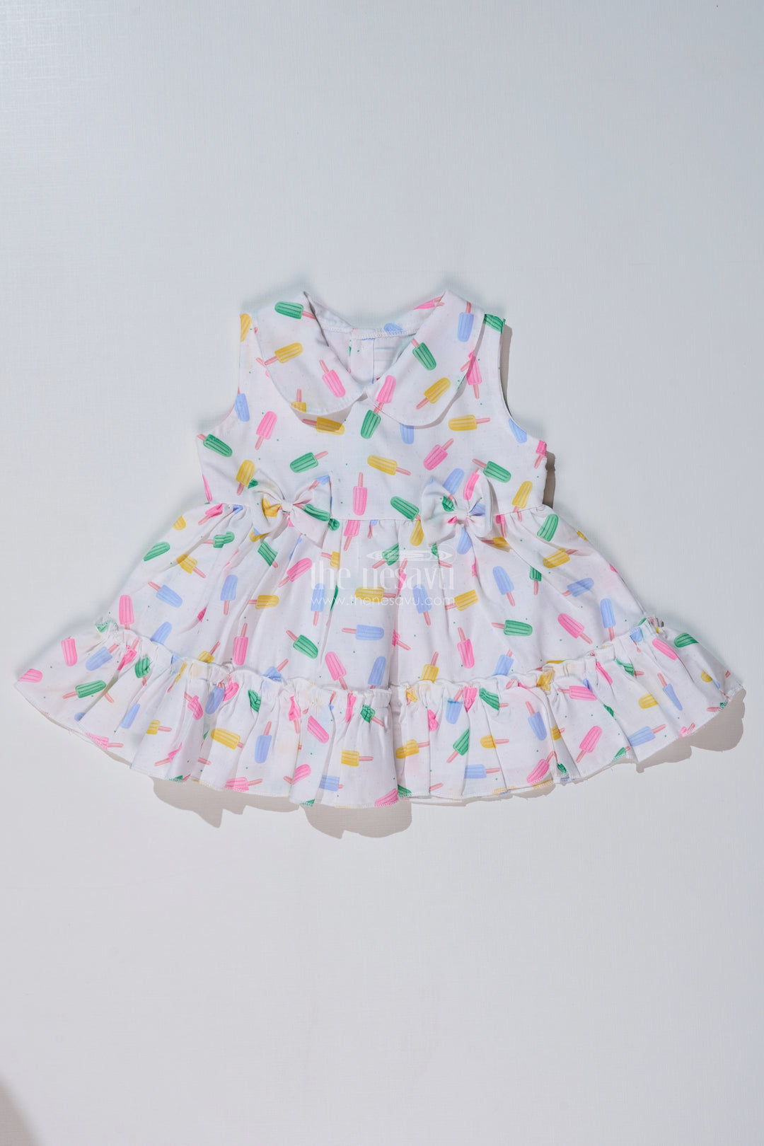 Baby Girls Floral Summer Frock with Ice Cream Print and Soft Cotton Blend Fabric for a Breezy Look