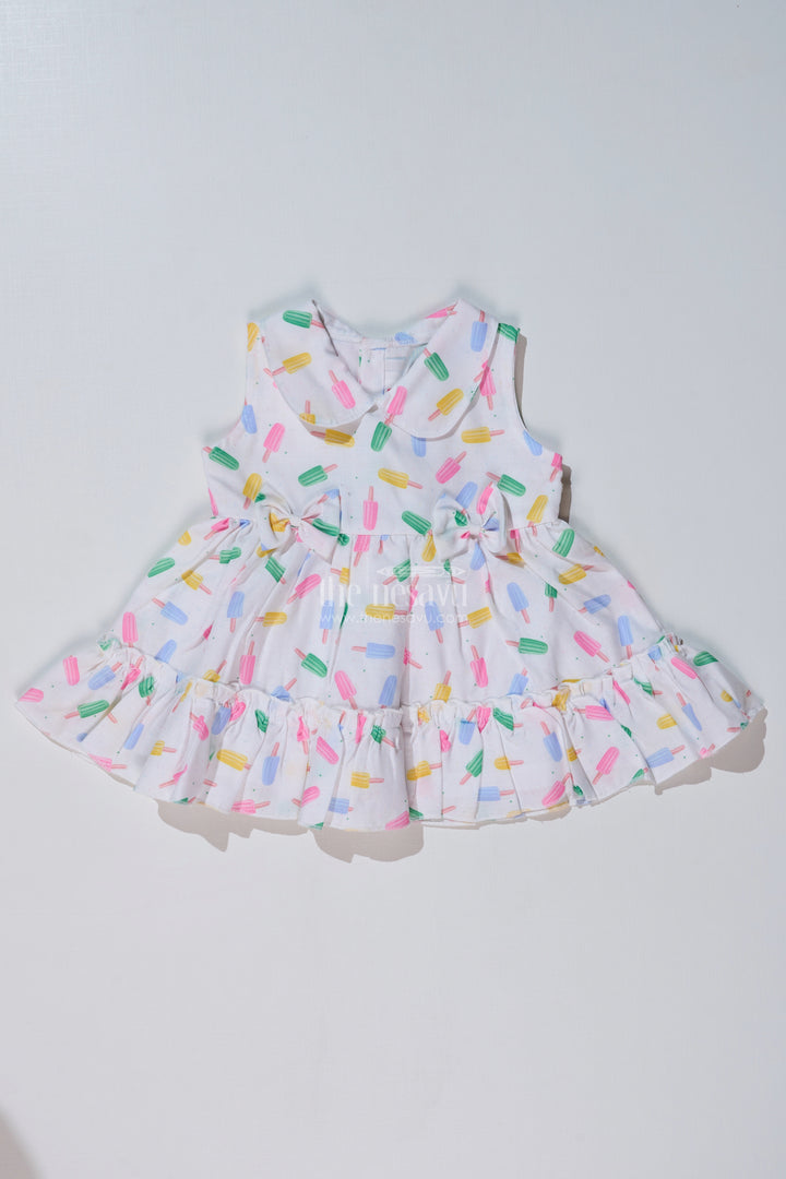 Baby Girls Floral Summer Frock with Ice Cream Print and Soft Cotton Blend Fabric for a Breezy Look