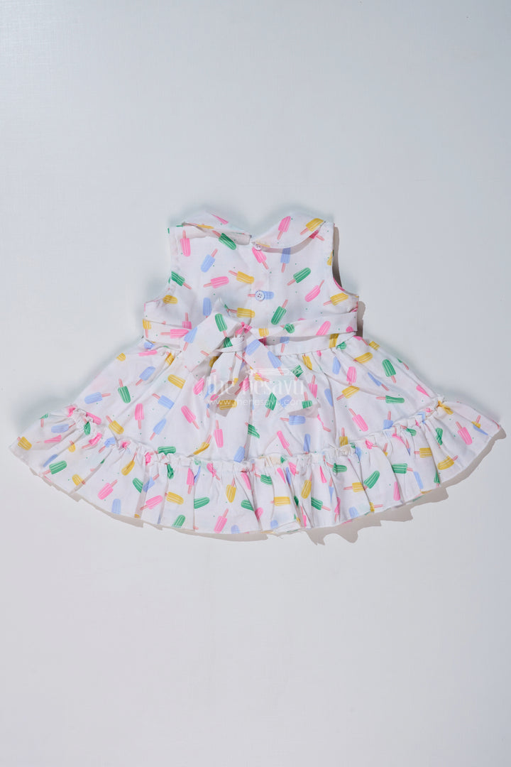 Baby Girls Floral Summer Frock with Ice Cream Print and Soft Cotton Blend Fabric for a Breezy Look