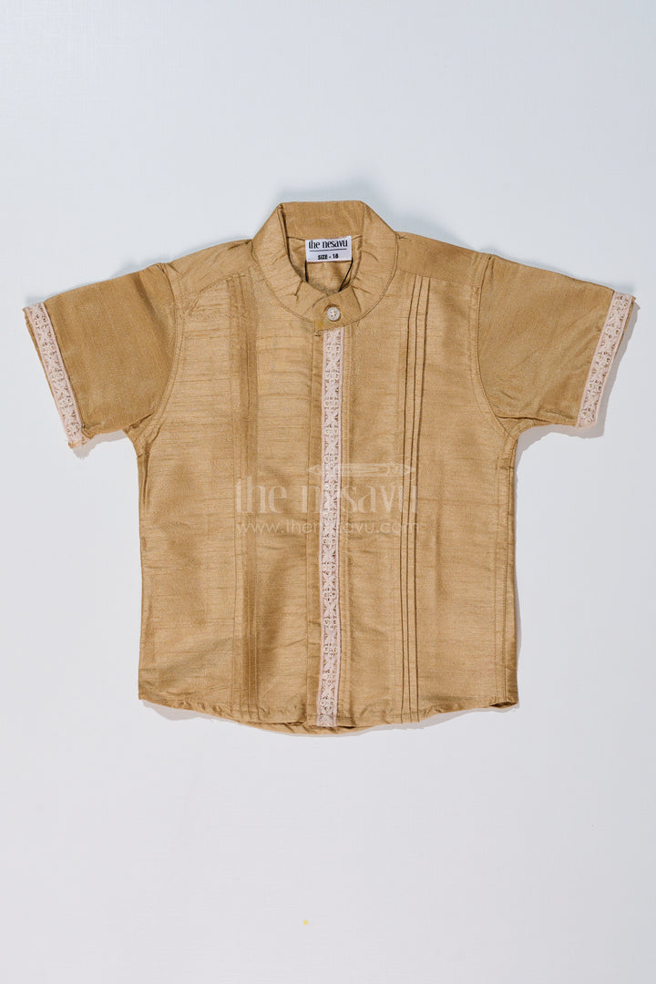 Boys Half Shirt with Elegant Pleats and Lace Detailing for Traditional and Festive Wear